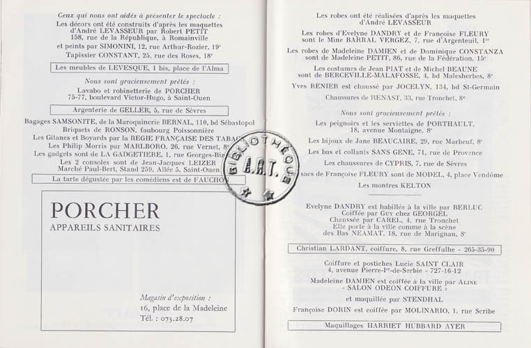 Les programmes de Théatre de l\